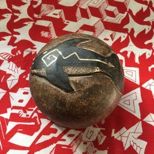 Vintage Hand Carved Rustic Whale Wooden Trinket Box